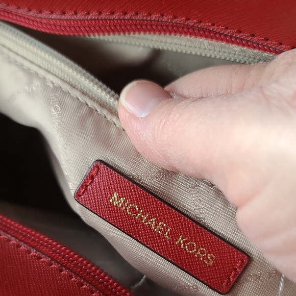Michael Kors Red and Brown Jet Set Designer Tote - Picture 2 of 7